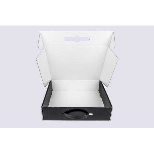 Premium Gift Box with flat handle 355 x 296 x 95mm Black and White