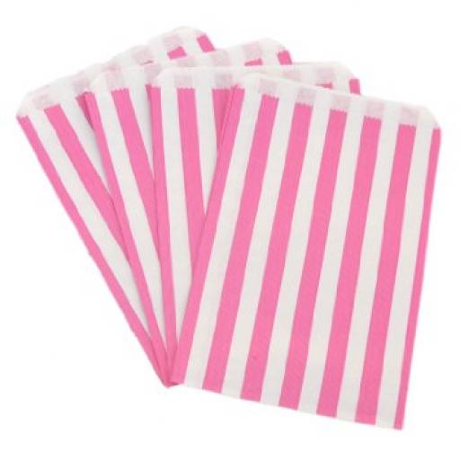 Pink/White Striped Paper Bag 178x229mm