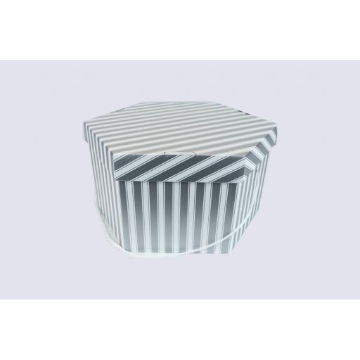 Hat Box 17 x 9 1/2" (420 x 241mm) Silver and White