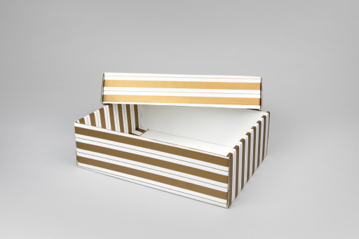 Gift Box 300 x 215 x 95mm Gold and White