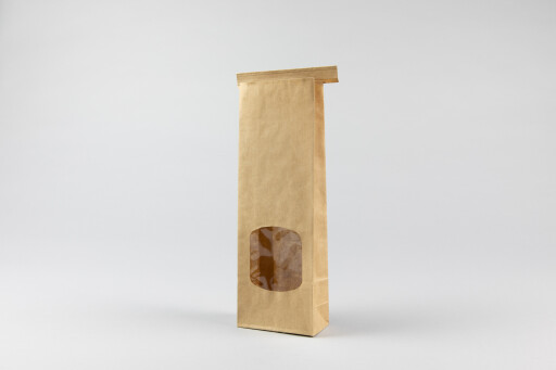 Brown Tin Tie Bag + Window 260x88+47mm