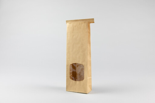 Brown Tin Tie Bag + Window 260x88+47mm