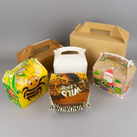 Cardboard lunch and Gable Boxes