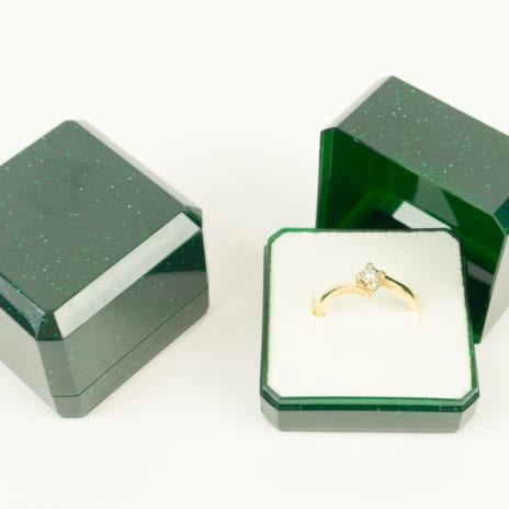 Dark green sparkle jewellery ring box