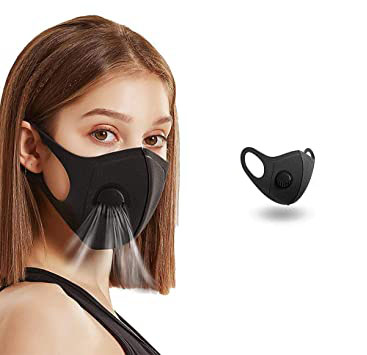 black mask with valve
